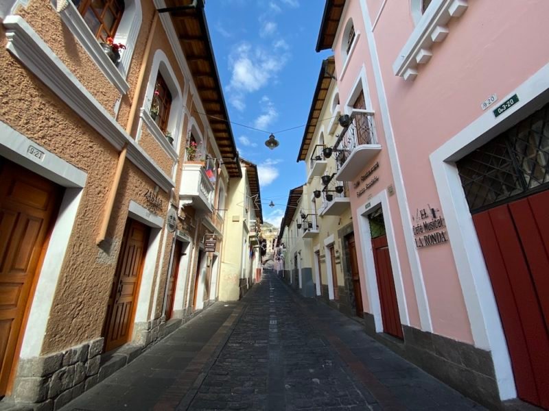 View of the street La Ronda in Quito, Ecuador