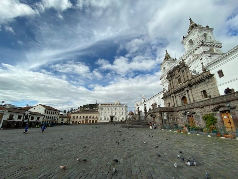 View of San Francisco plaza in Quito, Ecuador